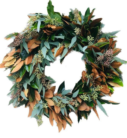 Natural Populus Berry and Magnolia Leaves Wreath