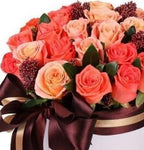 Orange and Peach Roses Hat Box