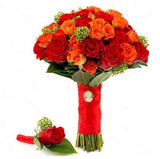Orange and Red Roses Bridal Bouquet