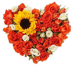 Orange and Sunflowers Heart Box