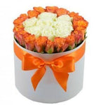 Orange and White Roses Hat Box