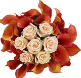 Orange Calla with Peach Roses Bridal Bouquet