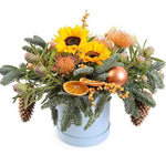 Orange Festive Joy Hat Box - Flowers Box London