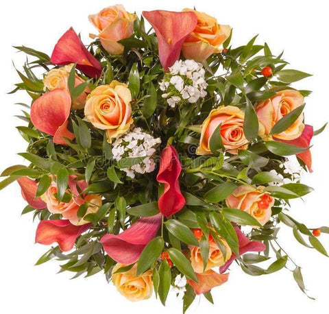 Orange Roses & Calla Lily