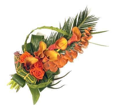 Orange Roses & Calla Lily Sheaf - Flowers Box London