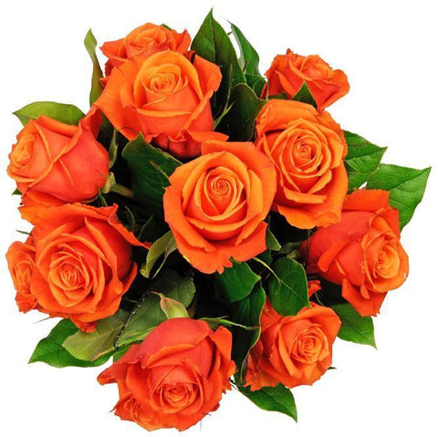 Orange Roses with Greenery Bouquet - Flowers Box London