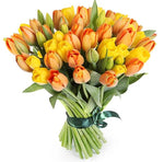 Orange & Yellow Tulips Bouquet - Flowers Box London