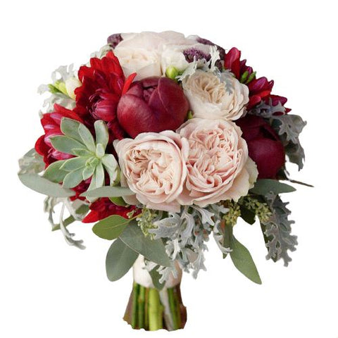Pale Pink and Burgundy Bridal Bouquet