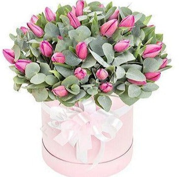 Pale Pink Tulips Hat Box