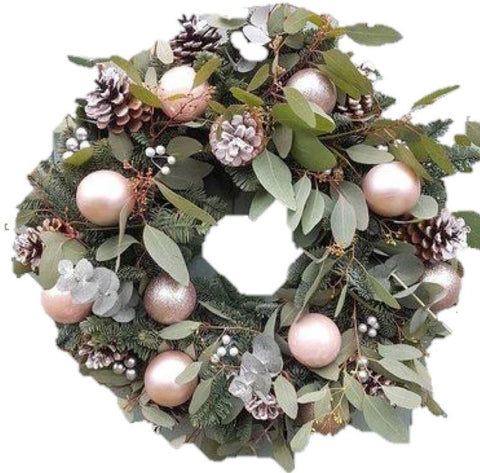Pastel Holly Christmas Wreath - Flowers Box London