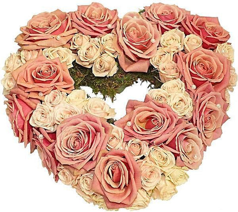 Pastel Orange Roses Open Heart - Flowers Box London