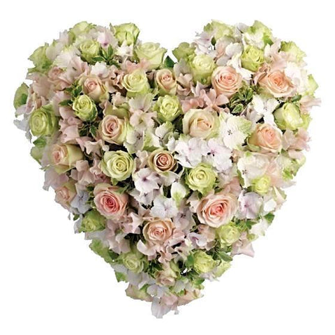 Pastel Roses & Hydrangea Heart - Flowers Box London