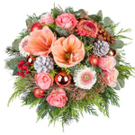 Peach Amaryllis and Roses Festive Bouquet