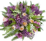 Peach Roses and Lilac Bouquet - Flowers Box London