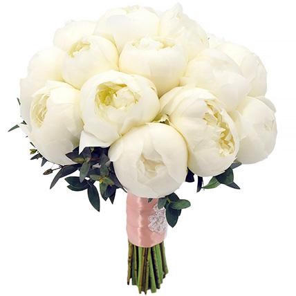 Peonies with Greenery Bridal Bouquet - Flowers Box London