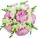 Peony and freesia wedding bouquet