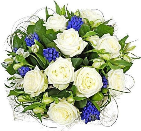 Perls in Blue Sky Bouquet - Flowers Box London