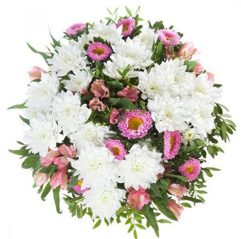 Pink Alstroemeria and White Chrysanthemum Bouquet - Flowers Box London