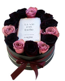 Pink and Black Roses Perfume Box - Flowers Box London