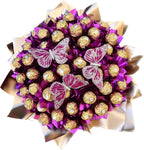 Pink and Gold Chocolate Bouquet with Butterfly - Flowers Box London