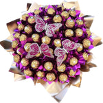 Pink and Gold Chocolate Bouquet with Butterfly - Flowers Box London