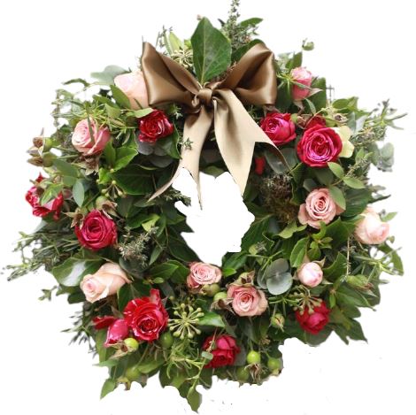 Pink and Red Roses Door Wreath