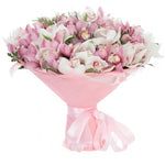 Pink and White Cymbidium Orchids Bouquet - Flowers Box London