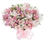 Pink and White Cymbidium Orchids Bouquet - Flowers Box London