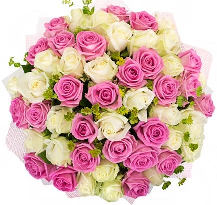 Pink and White Roses with Bupleurum