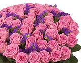 Pink Aqua Roses with Purple Flowers Bouquet