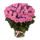 Pink Aqua Roses with Purple Flowers Bouquet