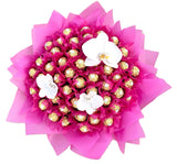 Pink Box of Chocolates with Phalaenopsis Flowers - Flowers Box London