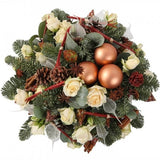 Pink Gold Christmas Arrangement Box - Flowers Box London