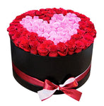 Pink Heart on Red Box - Flowers Box London