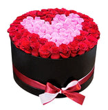Pink Heart on Red Box - Flowers Box London
