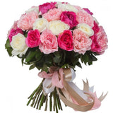 Pink Palette Garden Roses Bouquet - Flowers Box London