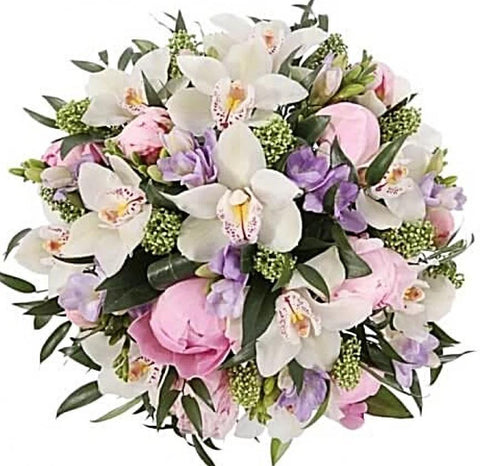 Pink Peonies and Orchids Bouquet - Flowers Box London