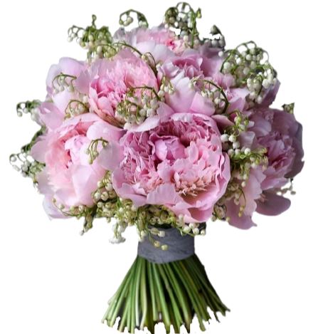 Pink Peonies with Lily of Valley Bridal Bouquet