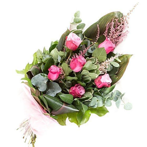 Pink Roses & Greenery Sheaf - Flowers Box London