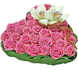 Pink Roses Heart with Orchids Corsage - Flowers Box London