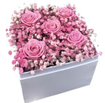 Pink Roses with Gypsophila Box