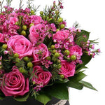 Pink Roses with Hypericum Hat Box