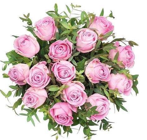 Pink Roses With Parvifolia Bouquet - Flowers Box London