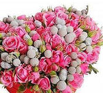 Pink Spray Roses Heart Box