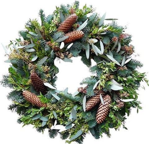 Populus Berry and Cones Christmas Wreath - Flowers Box London