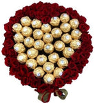 Preserve Roses with Chocolate Heart Box - Rose Head Ø 2cm - Flowers Box London