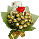 Pretty Chocolate Bouquet with Teddy - Flowers Box London