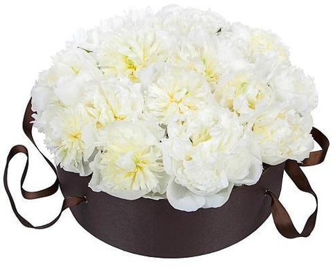 Pure White Peonies Hat Box