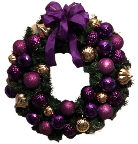 Purple Baubles Christmas Wreath