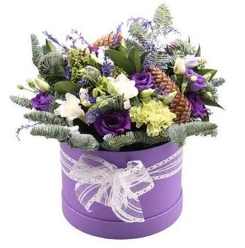 Purple Christmas Hat Box - Flowers Box London